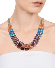 Collar Acero Ip Dorado Mult Piedras Sra Fn