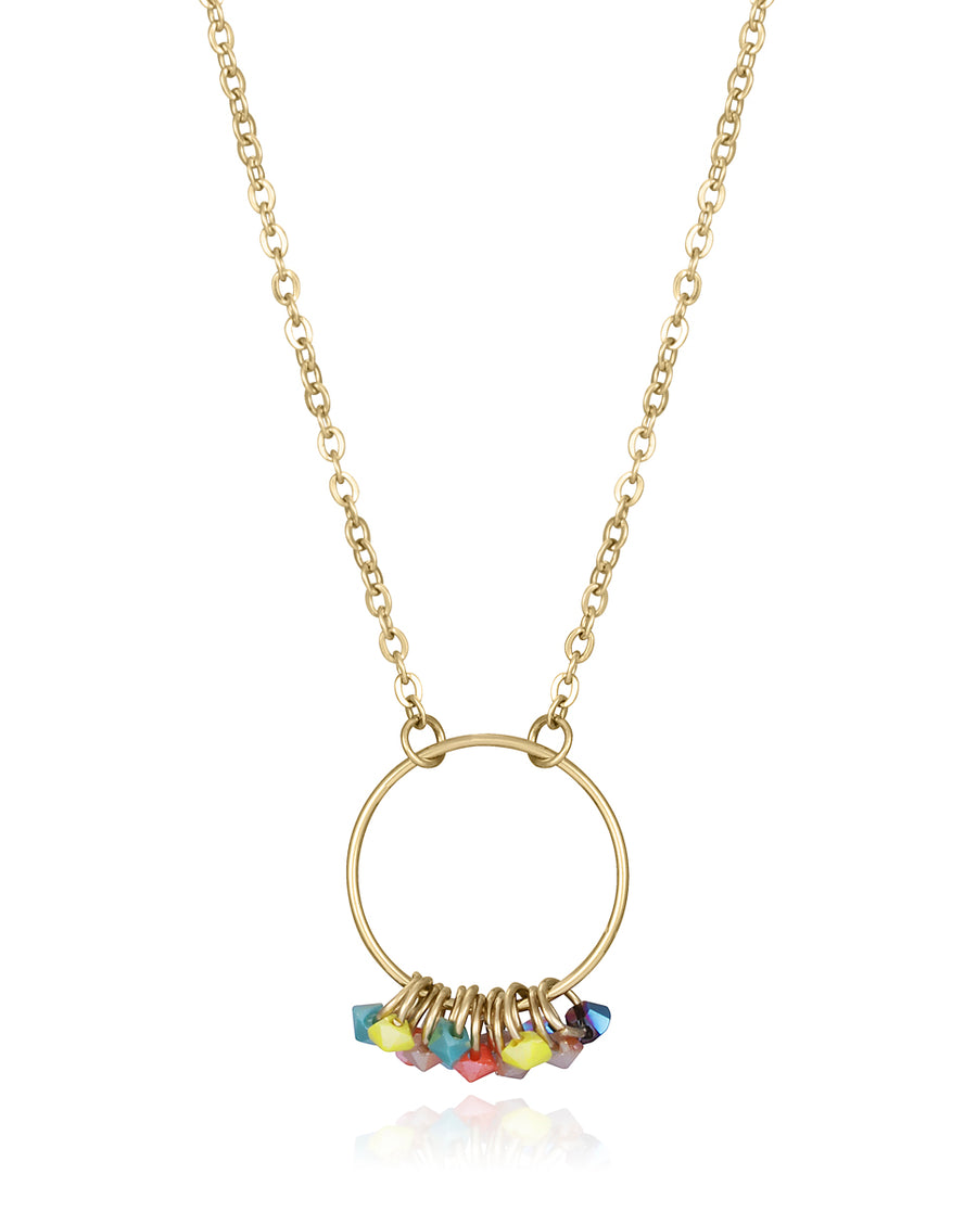 Collier En Acier Ip Or Cristal Couleur Ms Fn