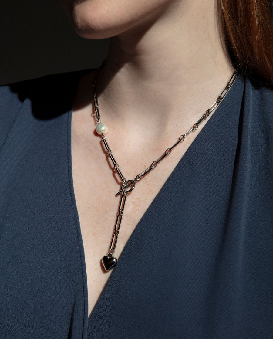 Collier Acier Et Perles Naturelles Ms Fashion