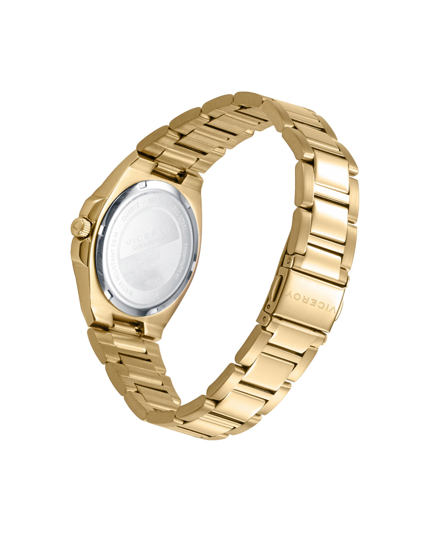 Reloj Acero Ip Dorado Brazalete Sra Va