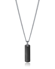 Steel Necklace Ip Black With Plaque: Length 50+5