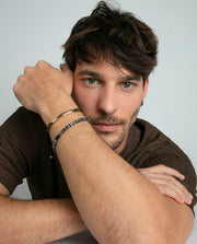 Steel Bracelet And Ip Black With Natural Stones: