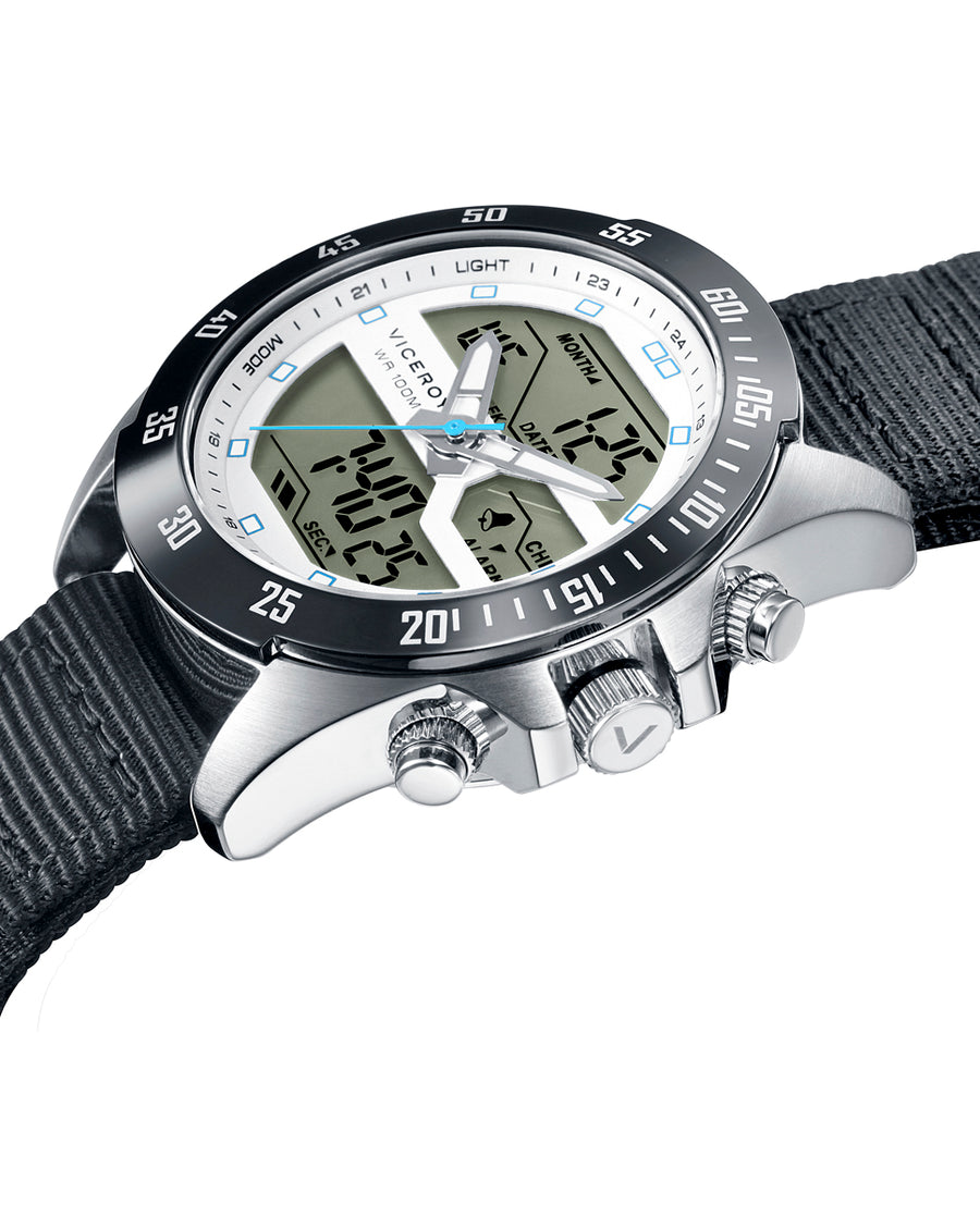 S/ Steel Ip Black Anadigit Watch Strap Boy Next
