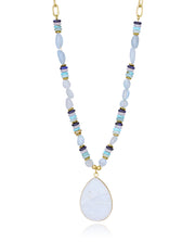 Steel Necklace Ip Gold Chain And Natural Stones W