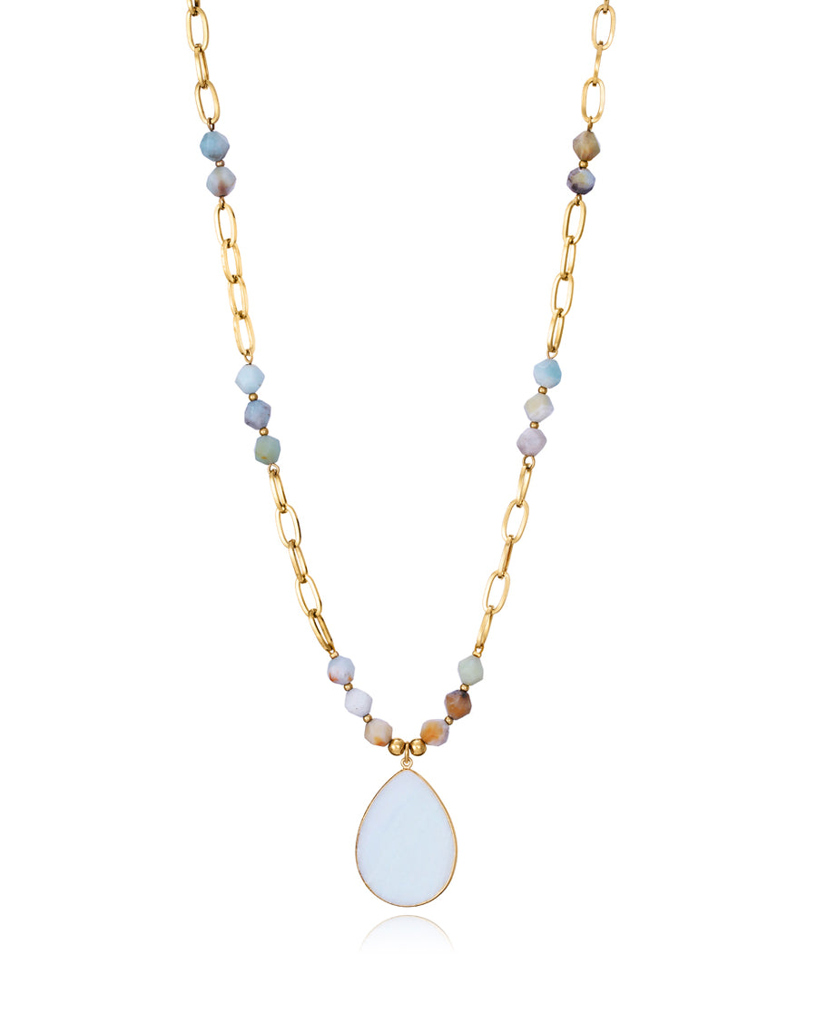 Collar Acero Ip Dorado Piedras Sra Fn