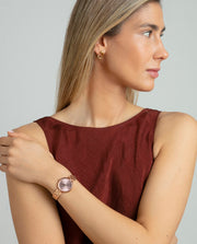 Reloj Acero Ip Rosa Brazalete Sra Va