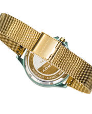 Reloj Aluminio Verde Y Acero Ip Dorado Brazalete Sra Va