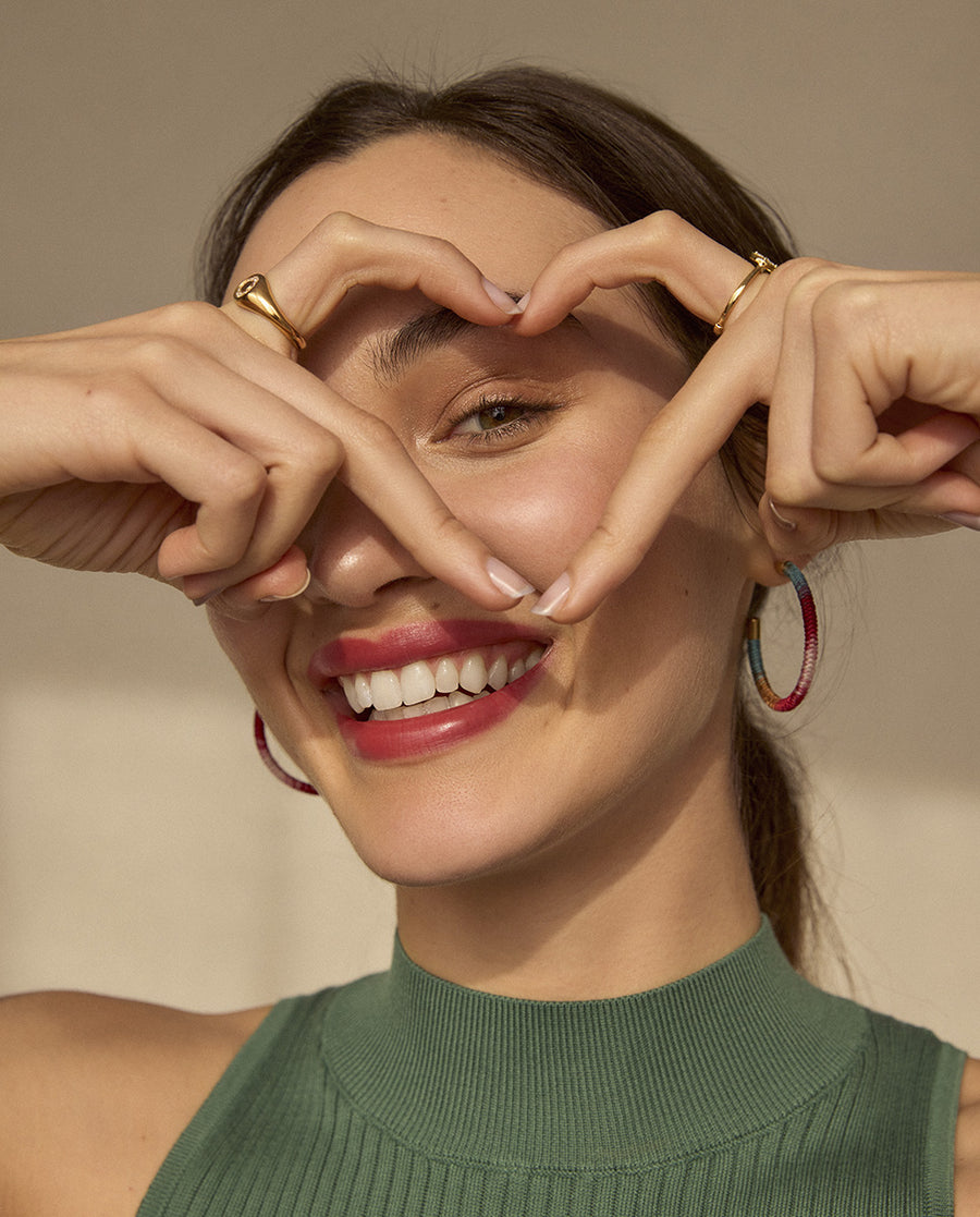 Steel Earrings Ip Gold With Multicolour Cord: Dia