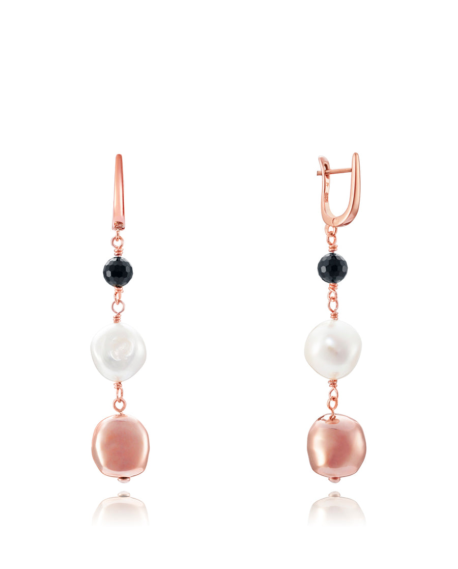 Sterling Silver Earring With Agate And Pearl Lady