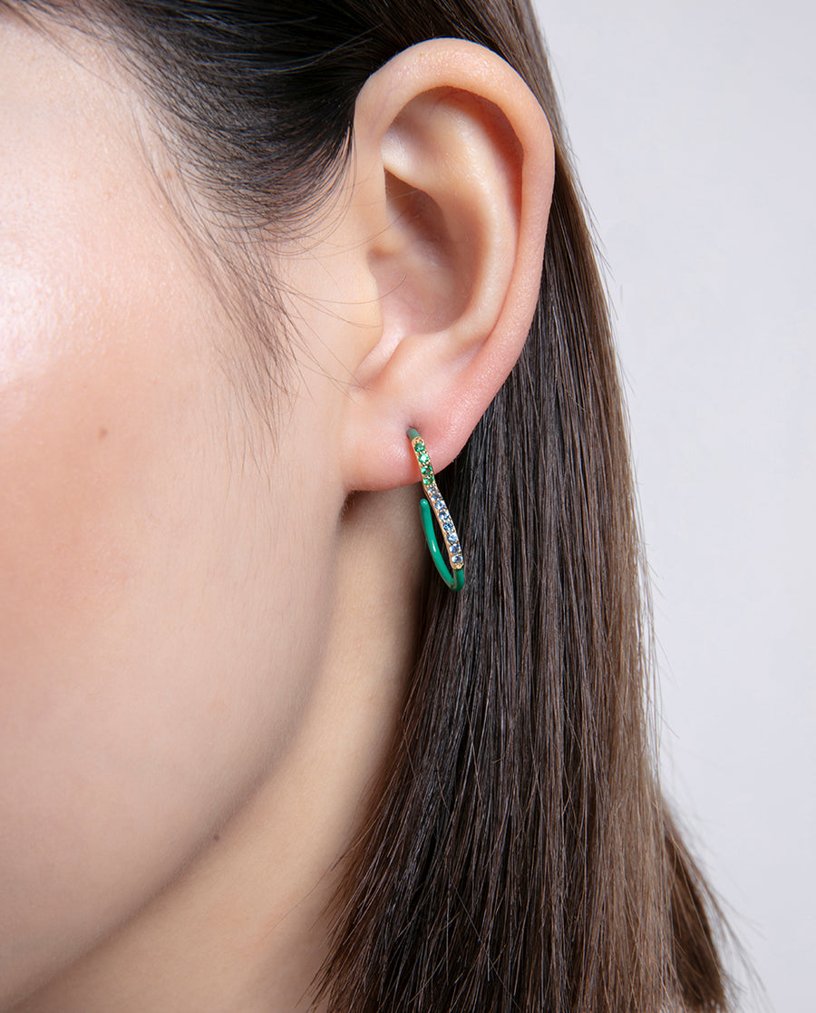Sterling Silver Earrings With Gold Plating, Green
