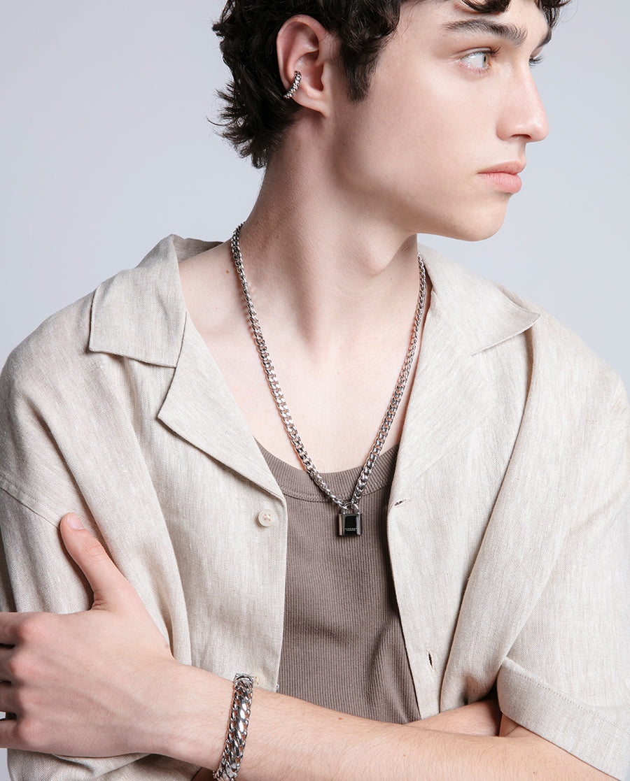 Steel Chain Bracelet: Length 21,5 Cm Gent Fn