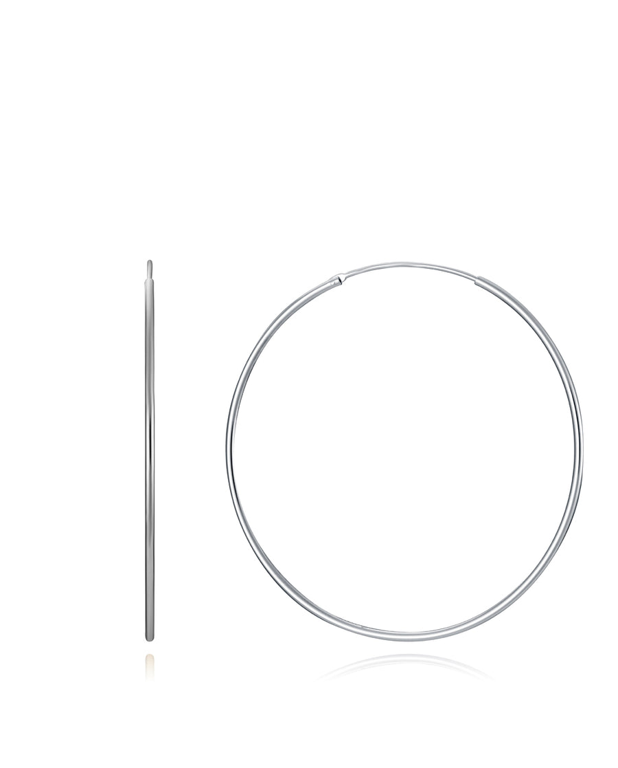 Sterling Silver Hoop Earrings: 50 X 1,2mm Lady Je