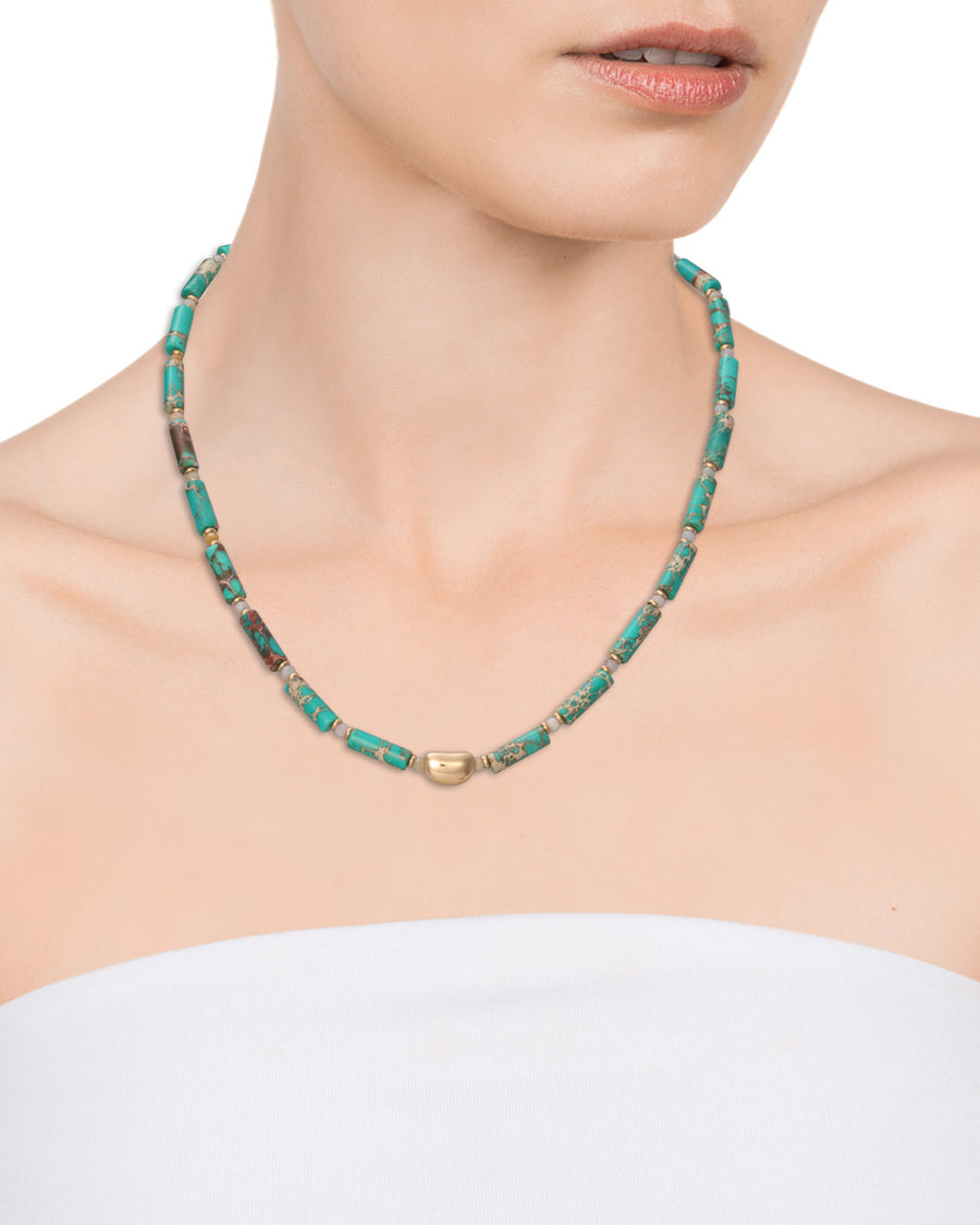Collar Acero Ip Dorado Piedras Sra Fn