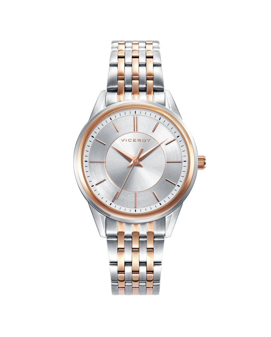 Reloj Acero Ip Rosa Brazalete Sra Va