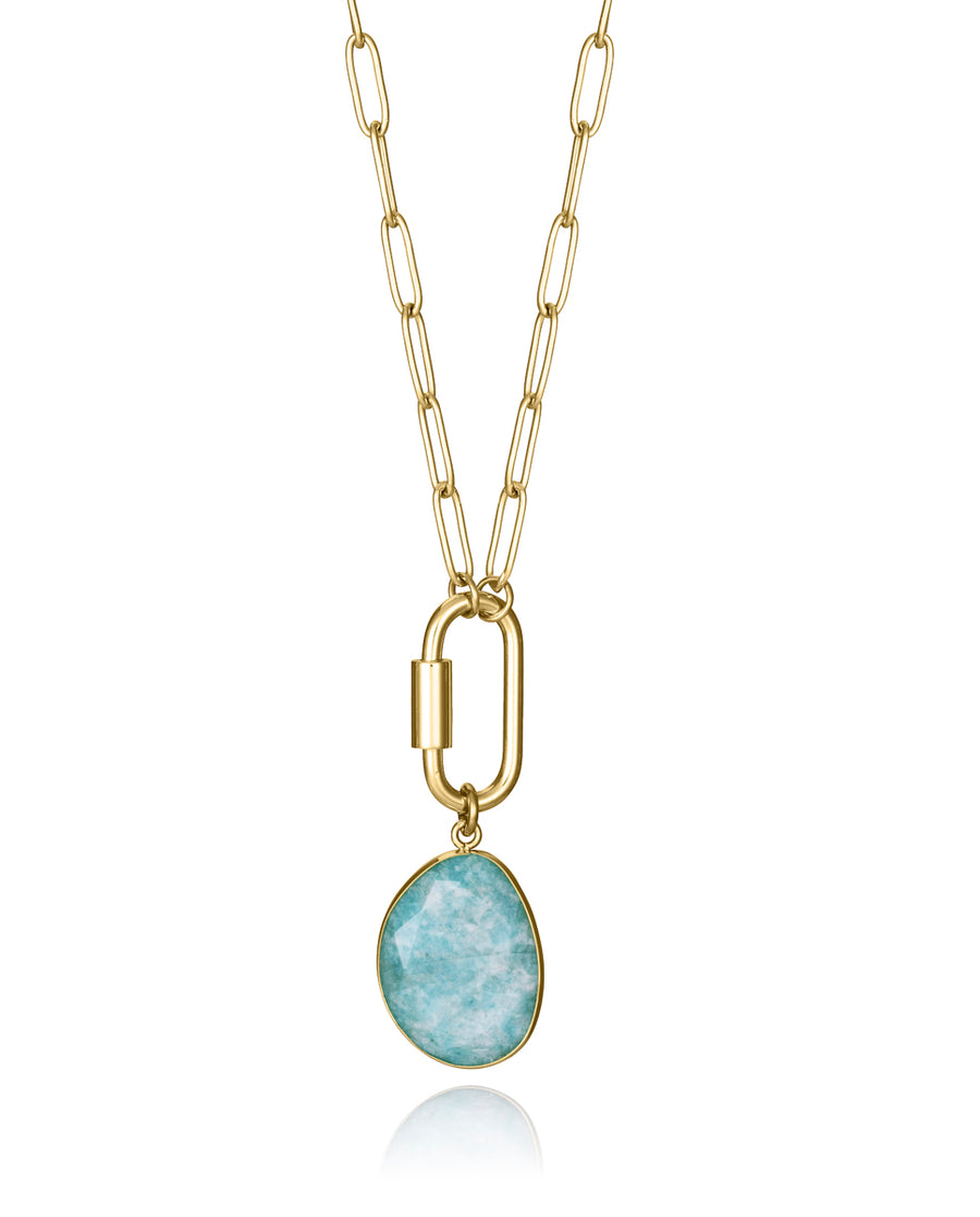 Collar Acero Ip Dorado Y Piedra Nat Sra Fn