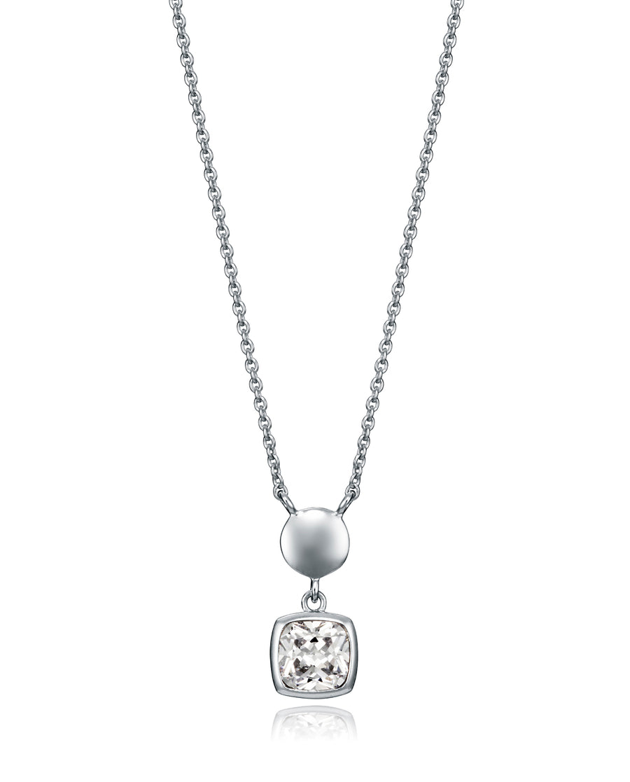Collar Plata Colg. Cristal Cuadrado Sra Jwls