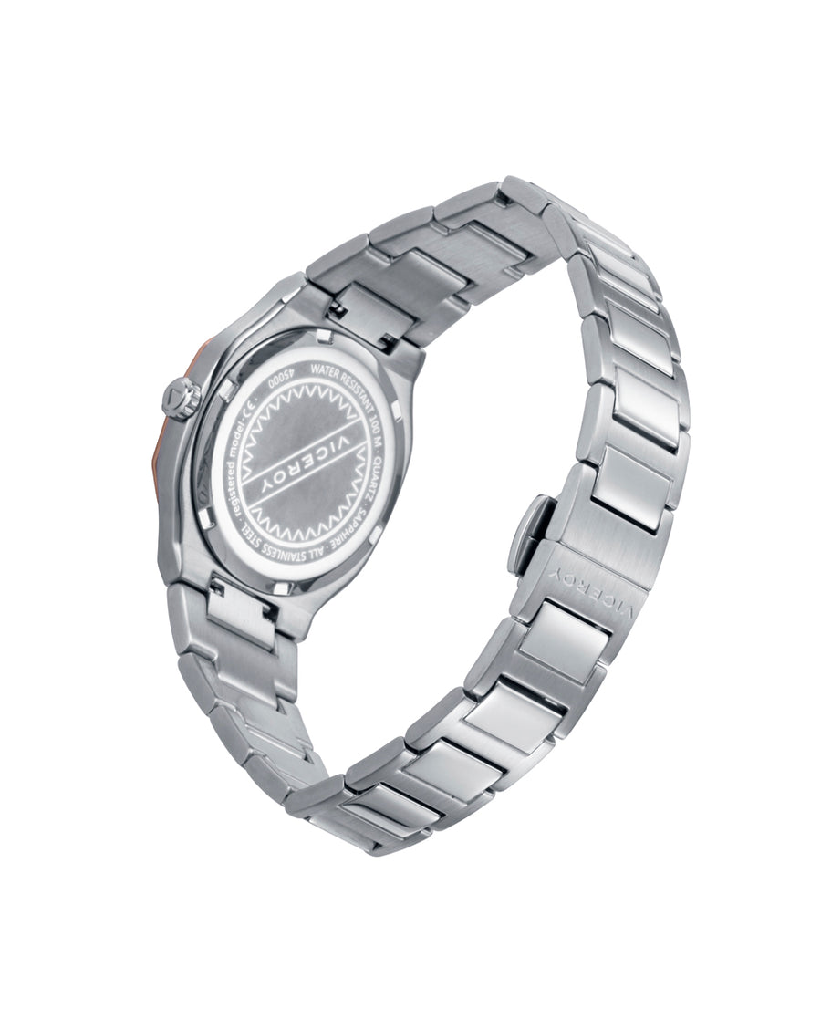 Reloj Acero Ip Gris Y Rosa Brazalete Sra Va