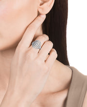 Stainless Steel Ring Round Fretwork Lady Fashion
