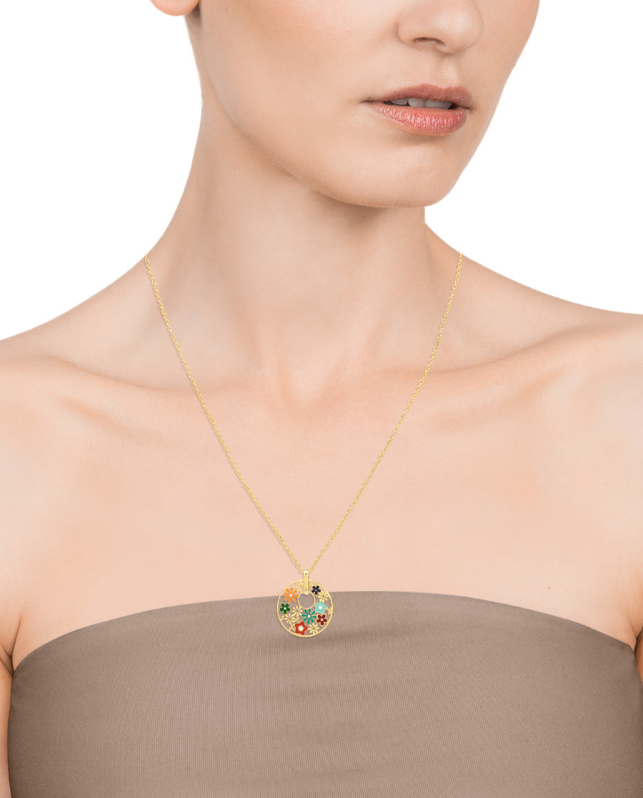 Collar Acero Flores Esmalte Colores Sra Fn