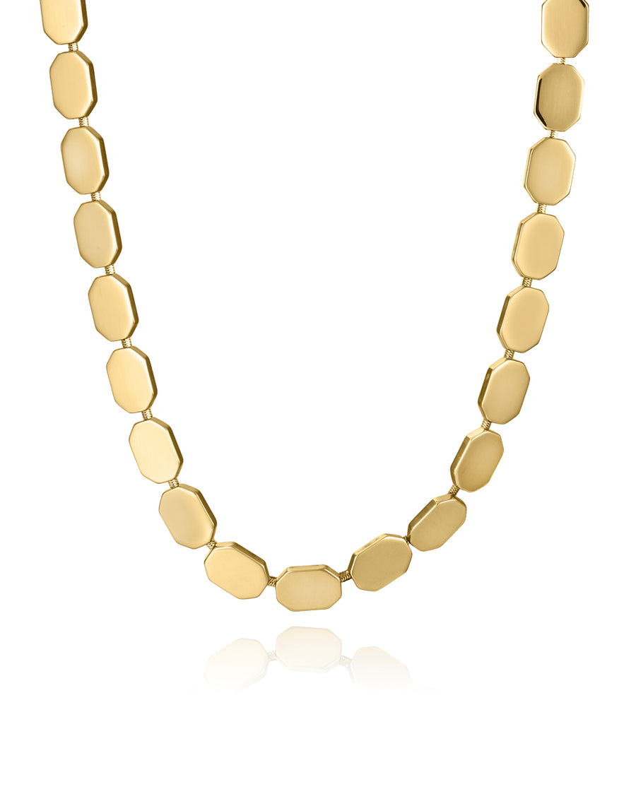 Steel Ip Gold Necklace Row Of Plates: Length 40+5