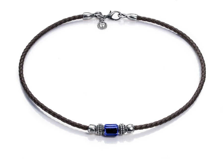 Collar Metal, Murano Y Piel  Sra Tribal