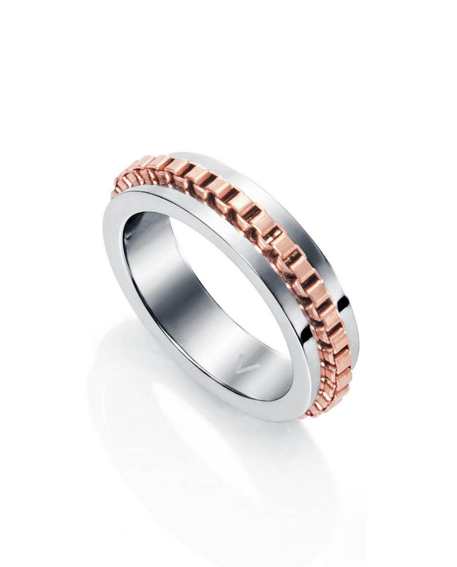 Anillo Acero Bicolor Sra Fashion