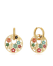 Pend Aro Acero Flores Esmalte Colores Sra Fn