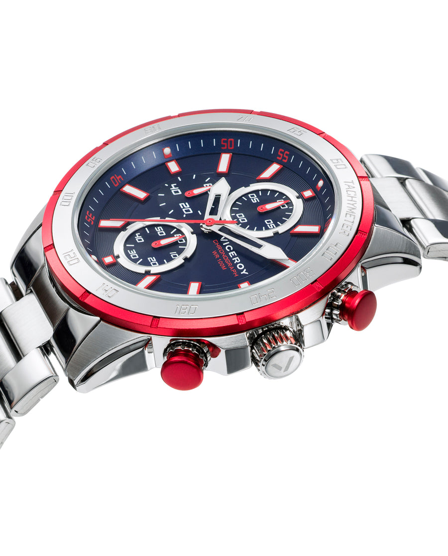 Crono Acero Aluminio Rojo Brazalete Sr Va