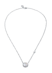Sterling Silver Mother Of Pearl And Cz Necklace Sra Jewels