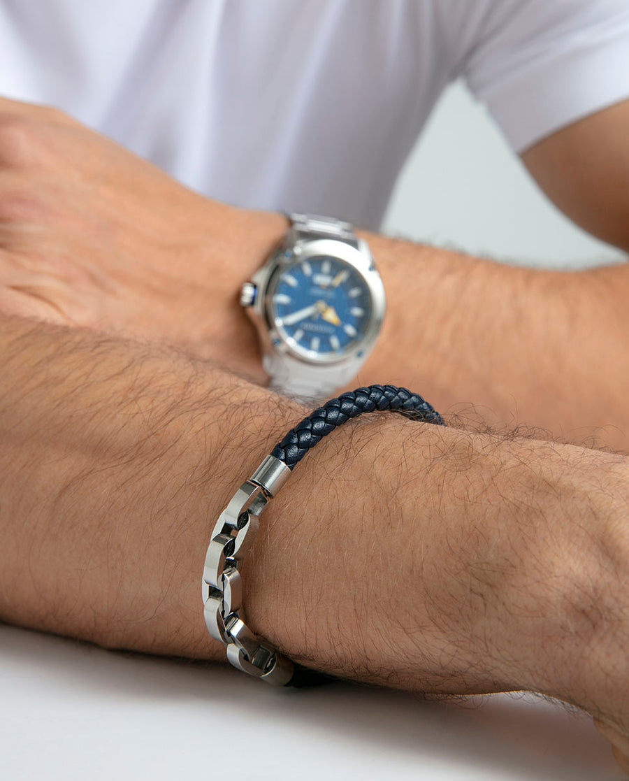 Puls Acero Y Piel Azul Sr Fashion