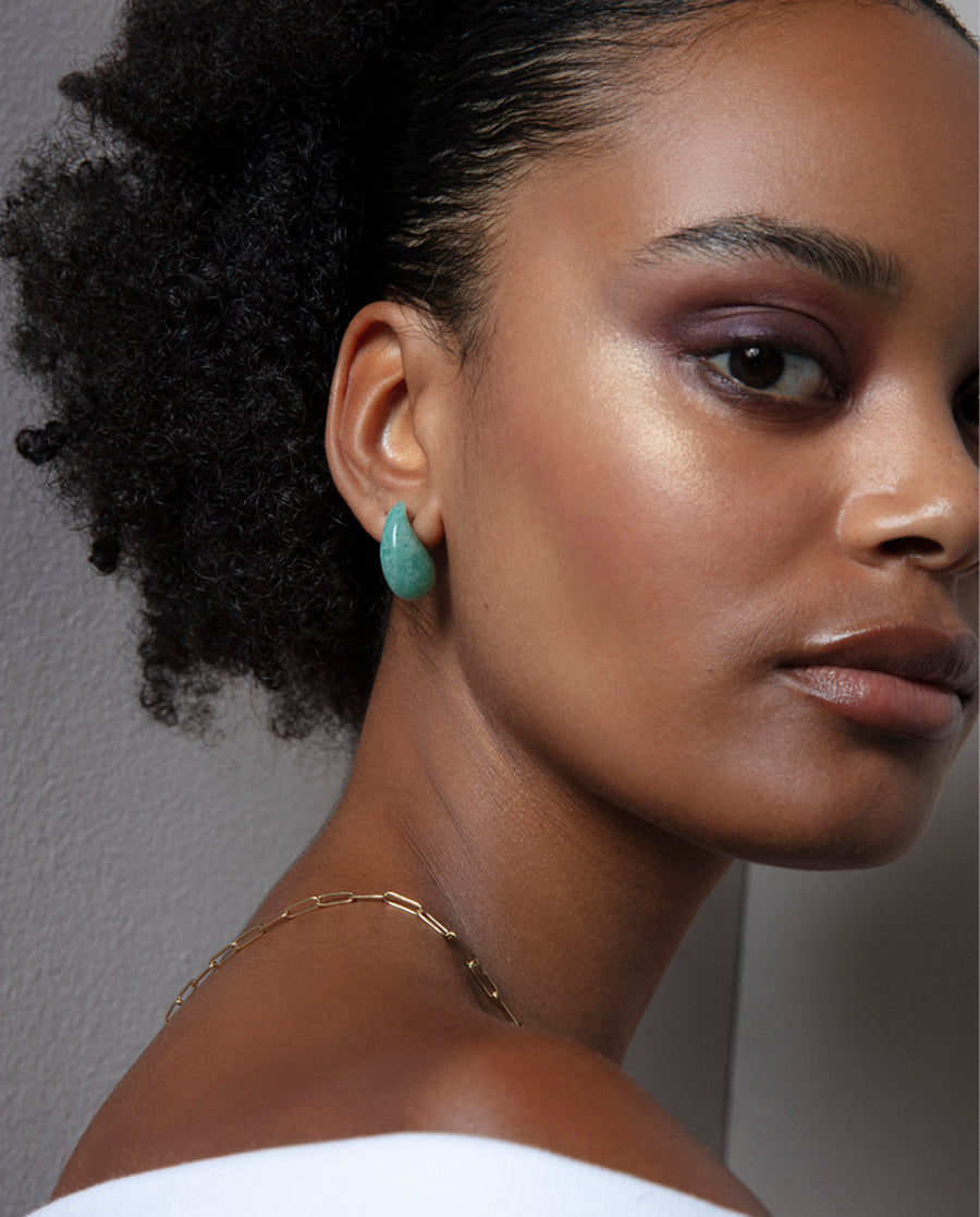 Steel Ip Gold Earrings And Natural Stone: Length