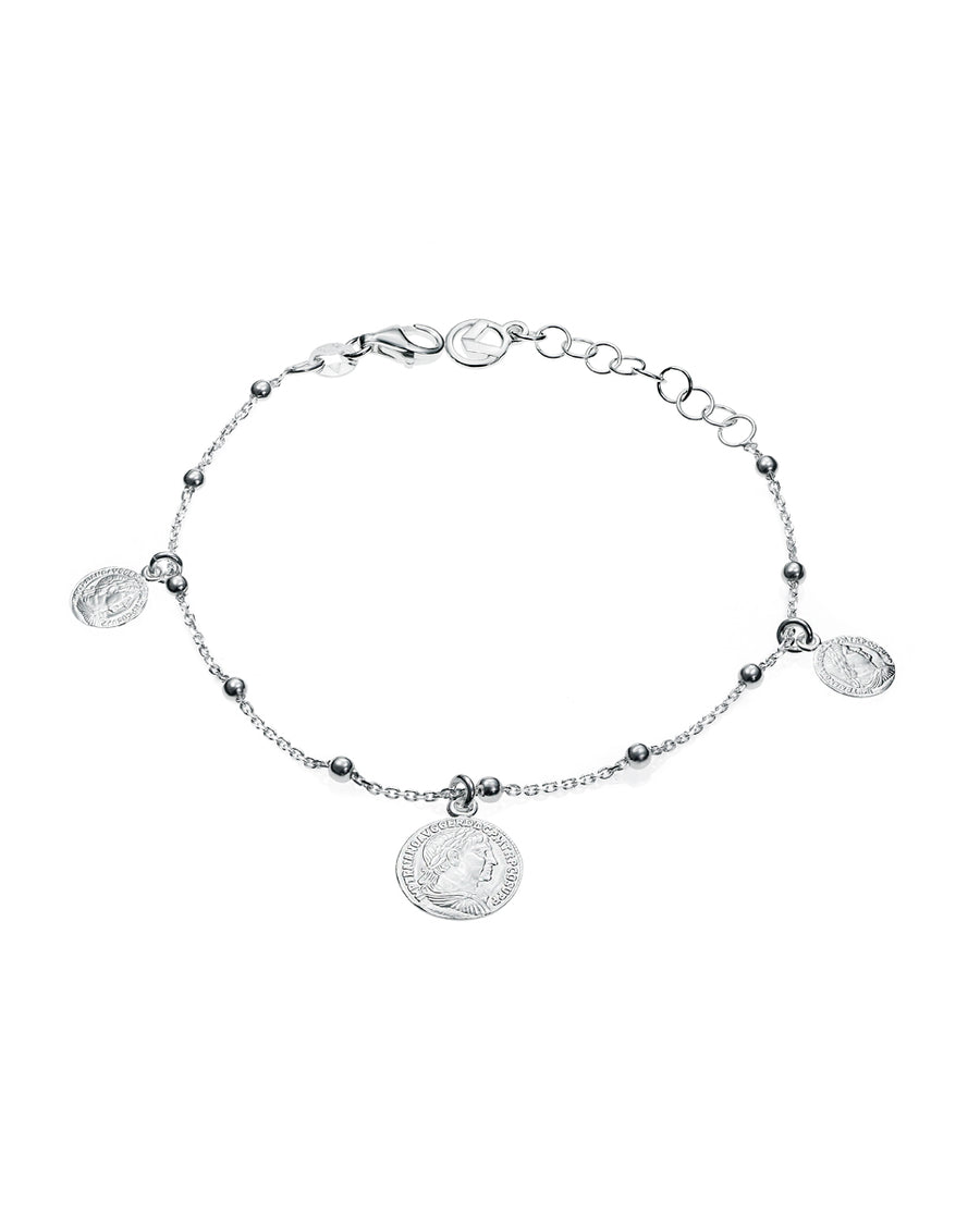 Pulsera Plata Ley Y Charms Monedas Sra Jwl