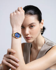 Reloj Acero Ip Dorado Brazalete Sra Va