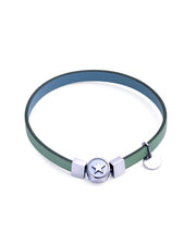 Bracelet In Light Denim Blue And Green Vegan Stra