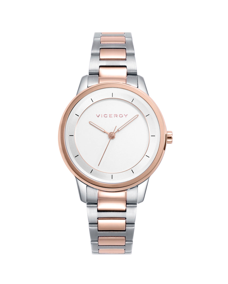 Reloj Acero Ip Rosa Brazalete Sra Va