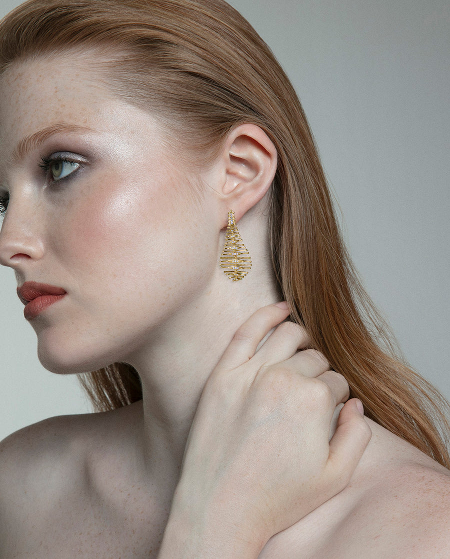 Sterling Silver Earrings With Gold Plating And Wh