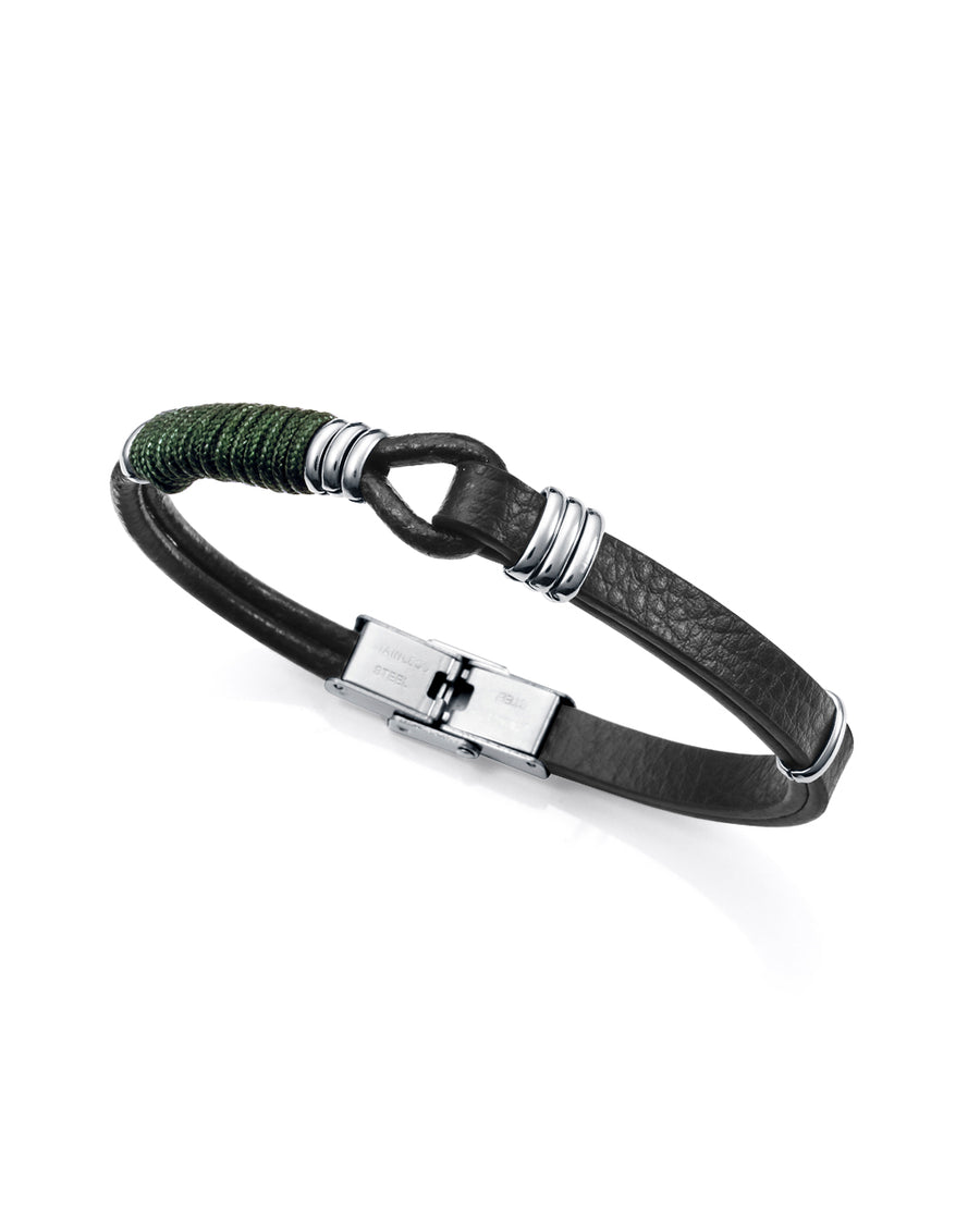 Puls Acero Y Piel Negra Cordón Sr Fn