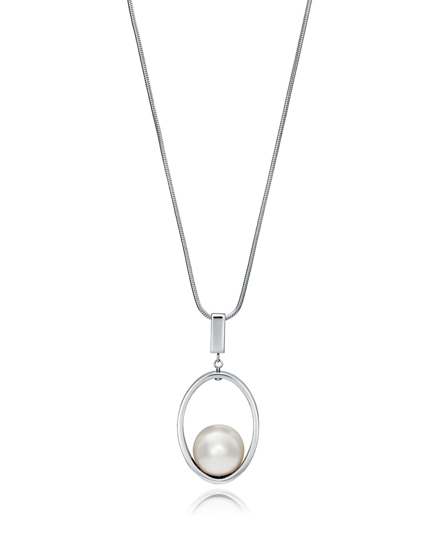 Collar Acero Colg. Aro Grueso Perla Sra Fhsn