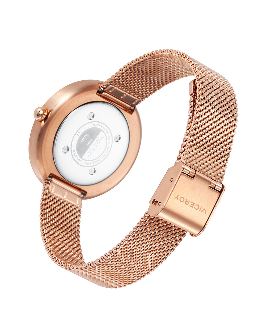 Reloj Acero Ip Rosa Brazalete Sra Va