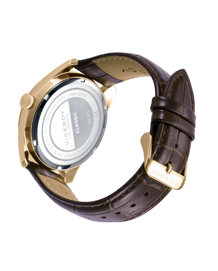 Reloj Acero Ip Dorado Correa Sr Va