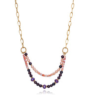 Collar Acero Ip Dorado Mult Piedras Sra Fn