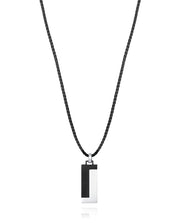Necklace In Black Leather With Steel Plate And Ip