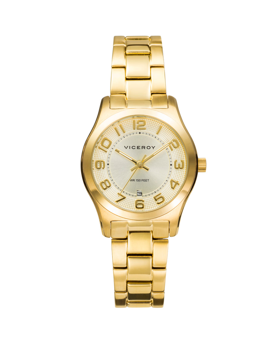 Stainless Steel Watch Ip Dorado Bracelet Woman Va