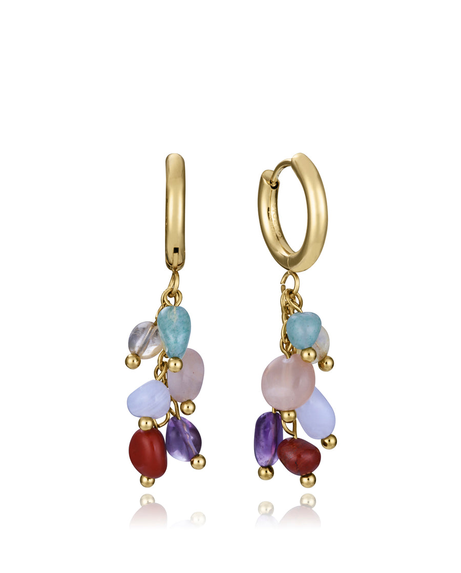 Pend Acero Ip Dorado Piedras Nat Sra Fashion