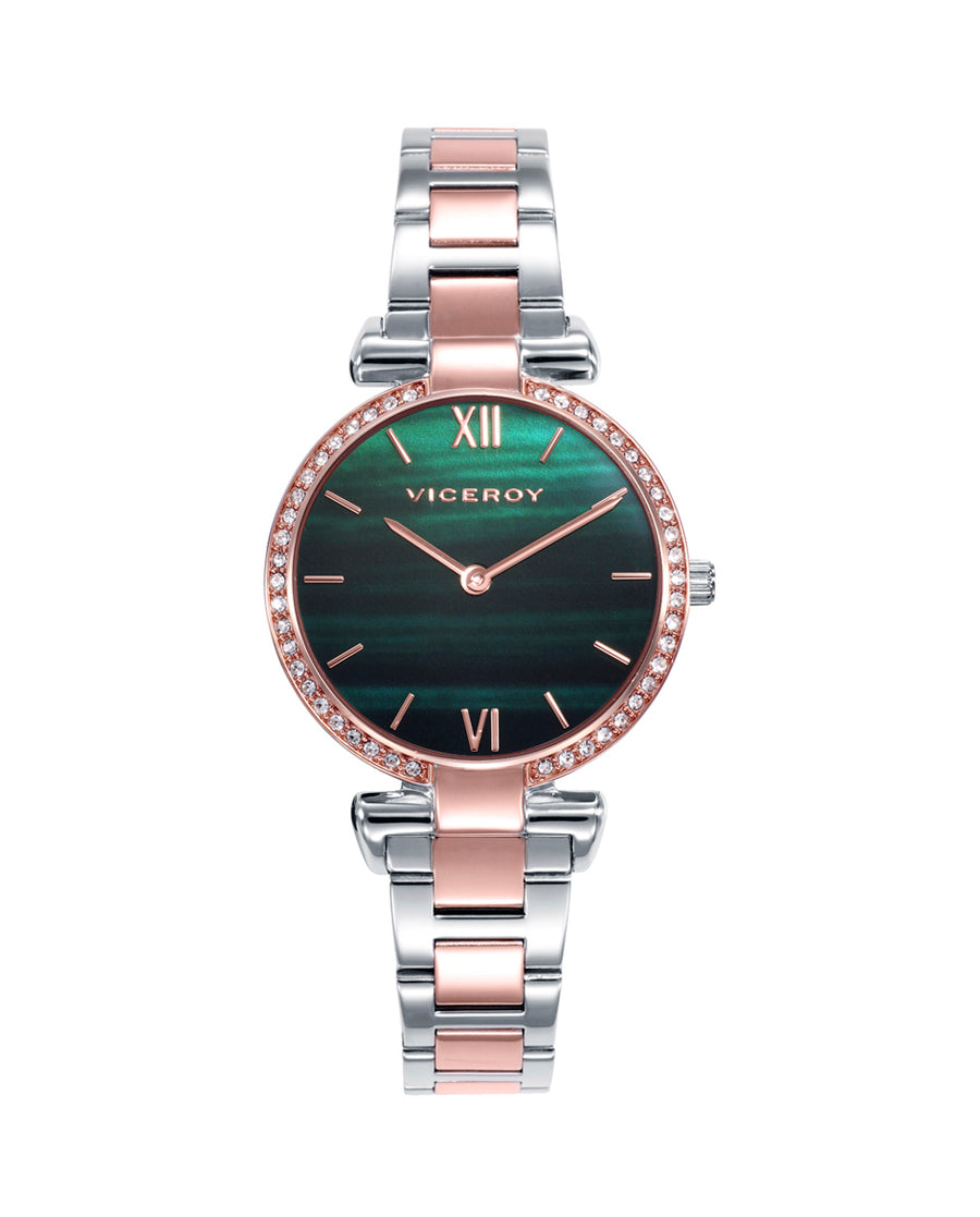 Reloj Acero Ip Rosa Brazalete Sra Va