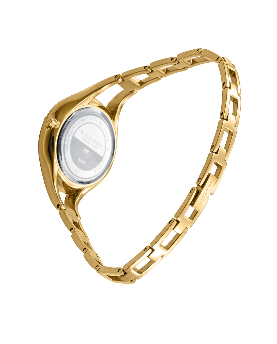 Reloj Acero Ip Dorado Brazalete Sra Va