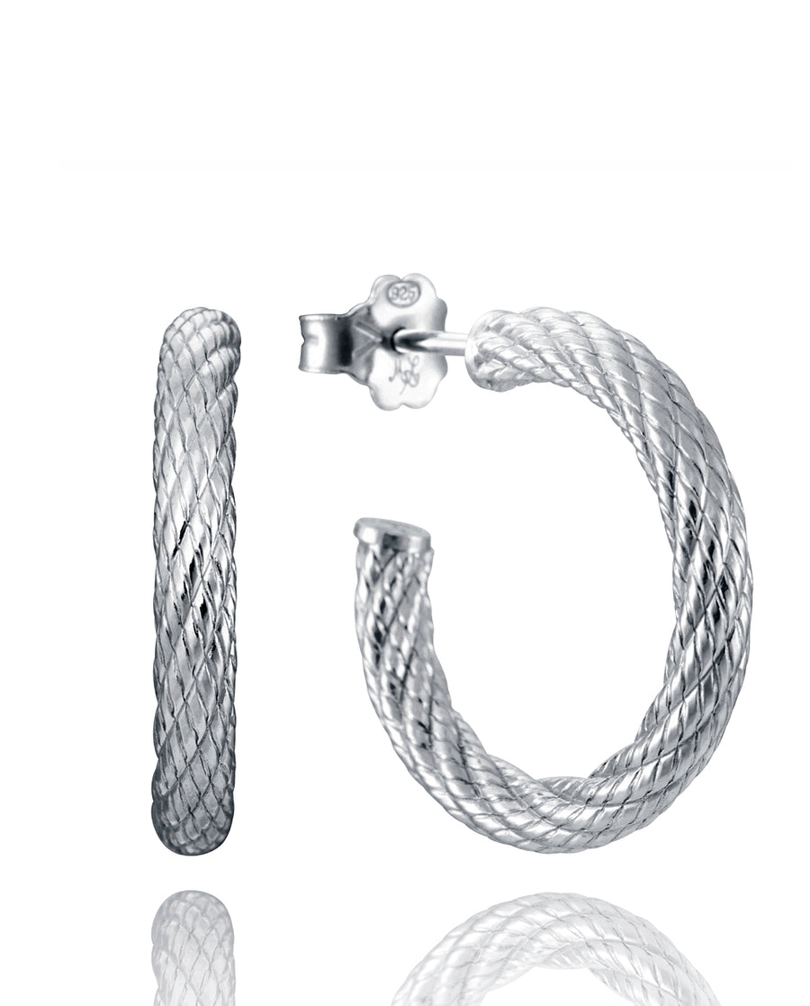 Boucles d'oreilles créoles en argent sterling D Cord Design Mrs. Jwls Expo