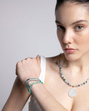 Steel Bracelet Ip Gold With Stones Turquoise Colo