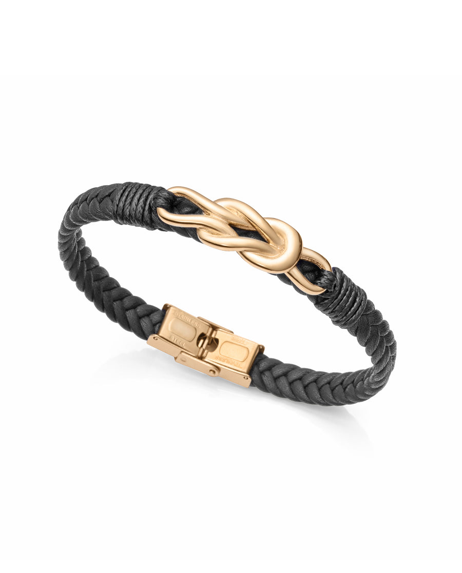 Puls Acero Ip Dorado Piel Cordón Negro Sr Fn