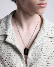 Collar Acero E Ip Negro Placa Sr Fn